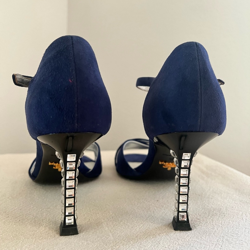 Prada Blue suede with crystal heels - Picture 8 of 11